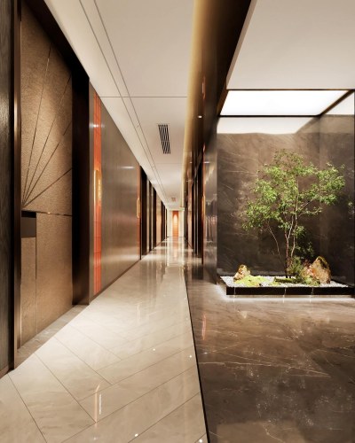 新中式餐厅过道3D模型下载